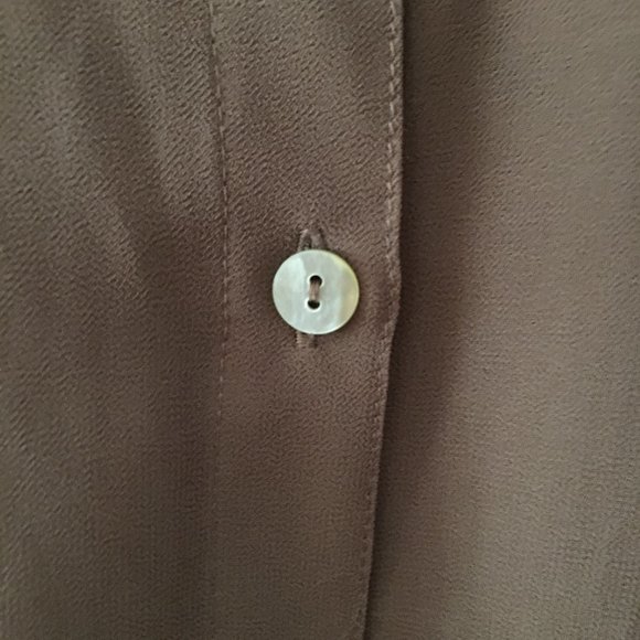 F21 Brown Pleated Button Down Dress Shirt - Picture 11 of 13
